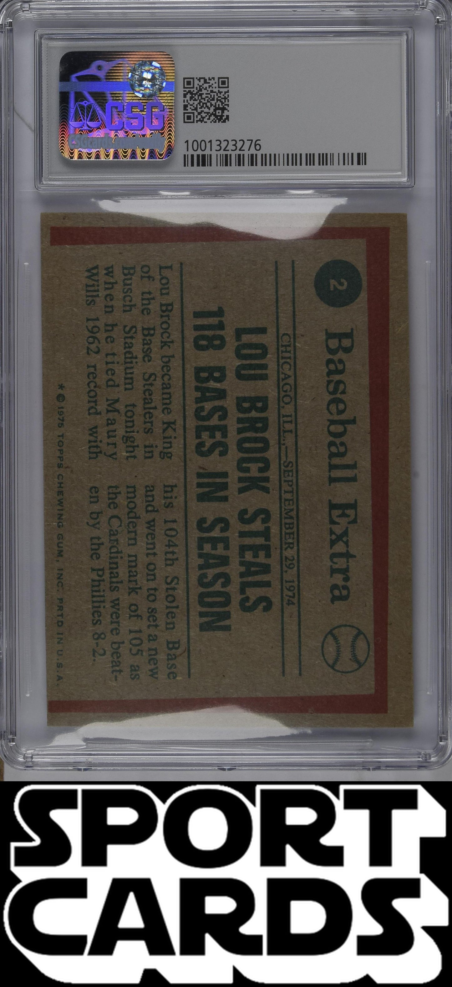 Topps #2 Lou Brock CSG 4.5 SportCards.com