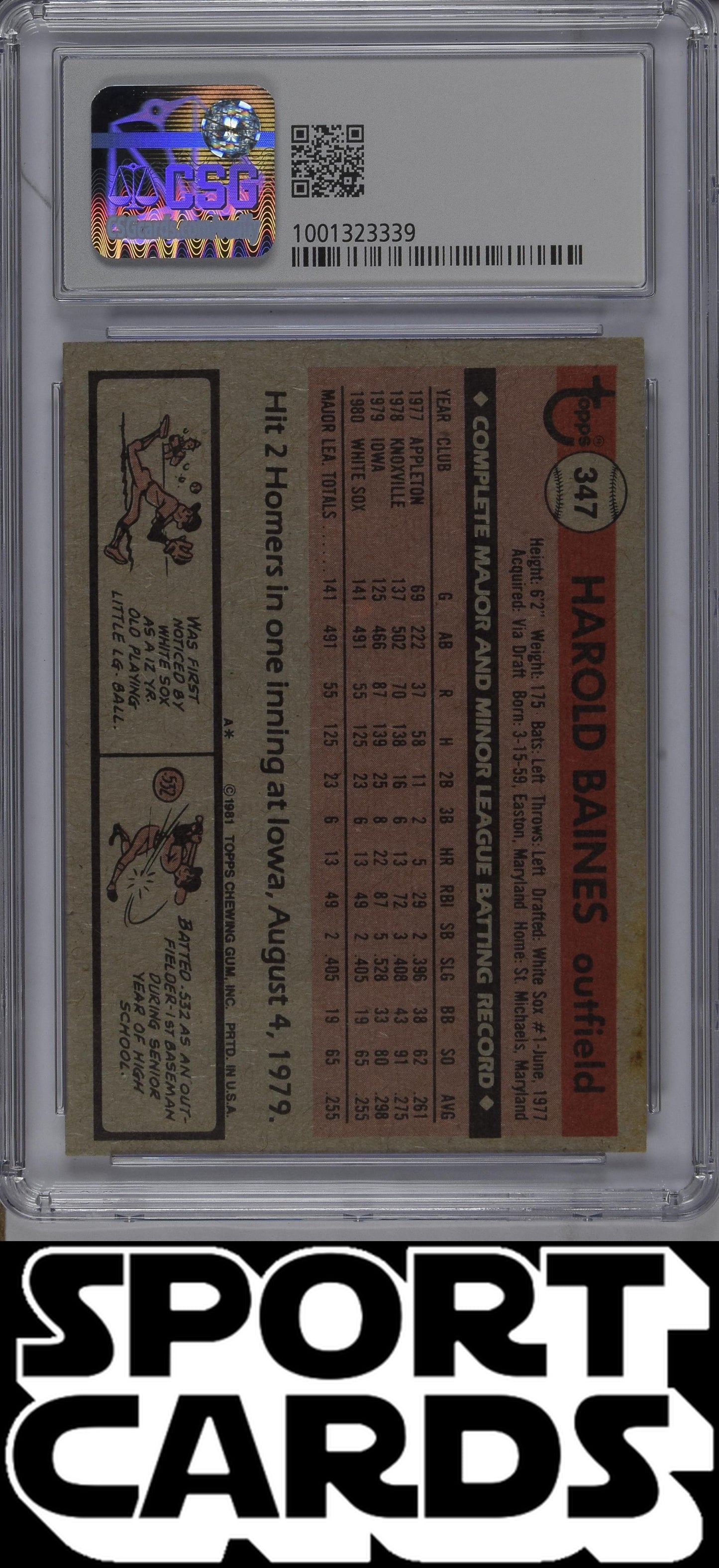 Topps #347 Harold Baines CSG 7 SportCards.com