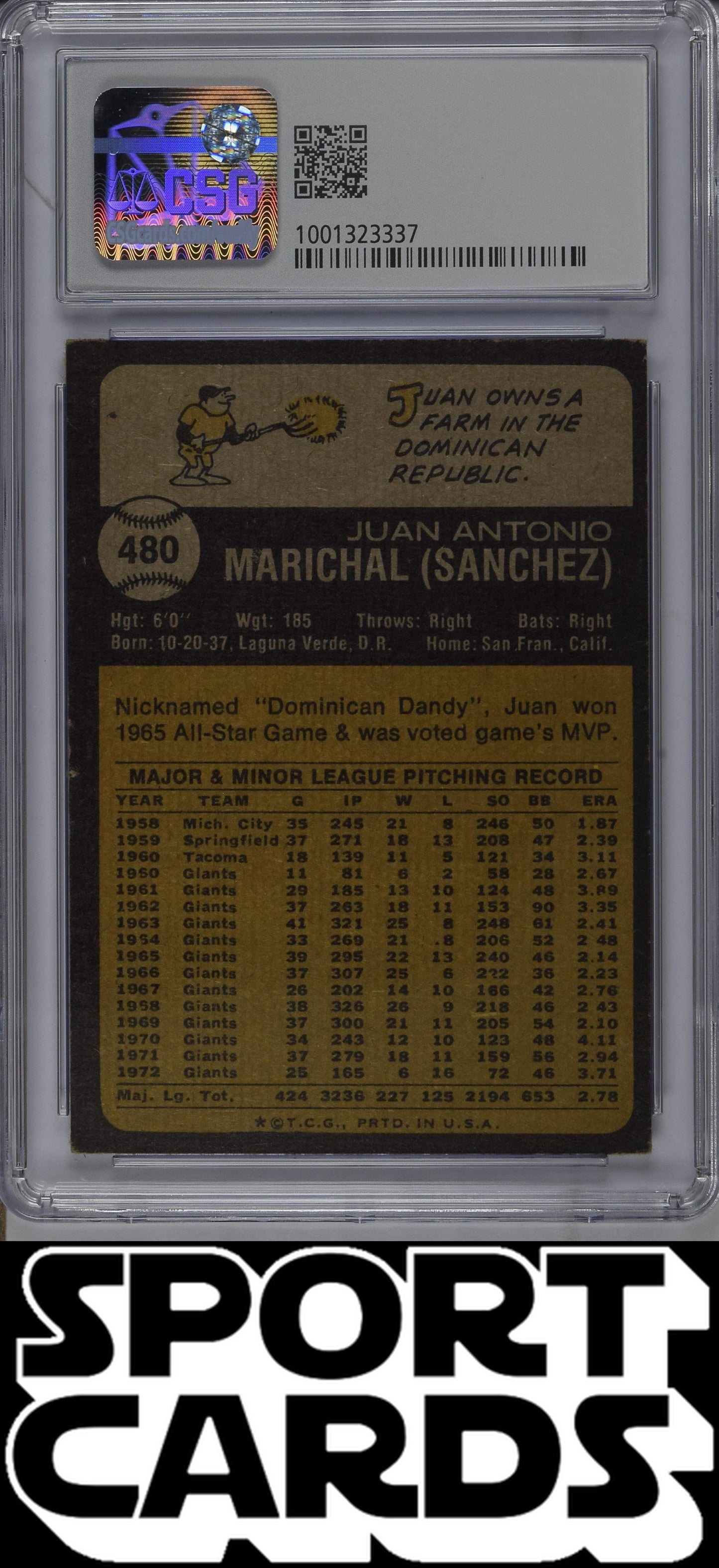 Topps #480 Juan Marichal CSG 4 SportCards.com
