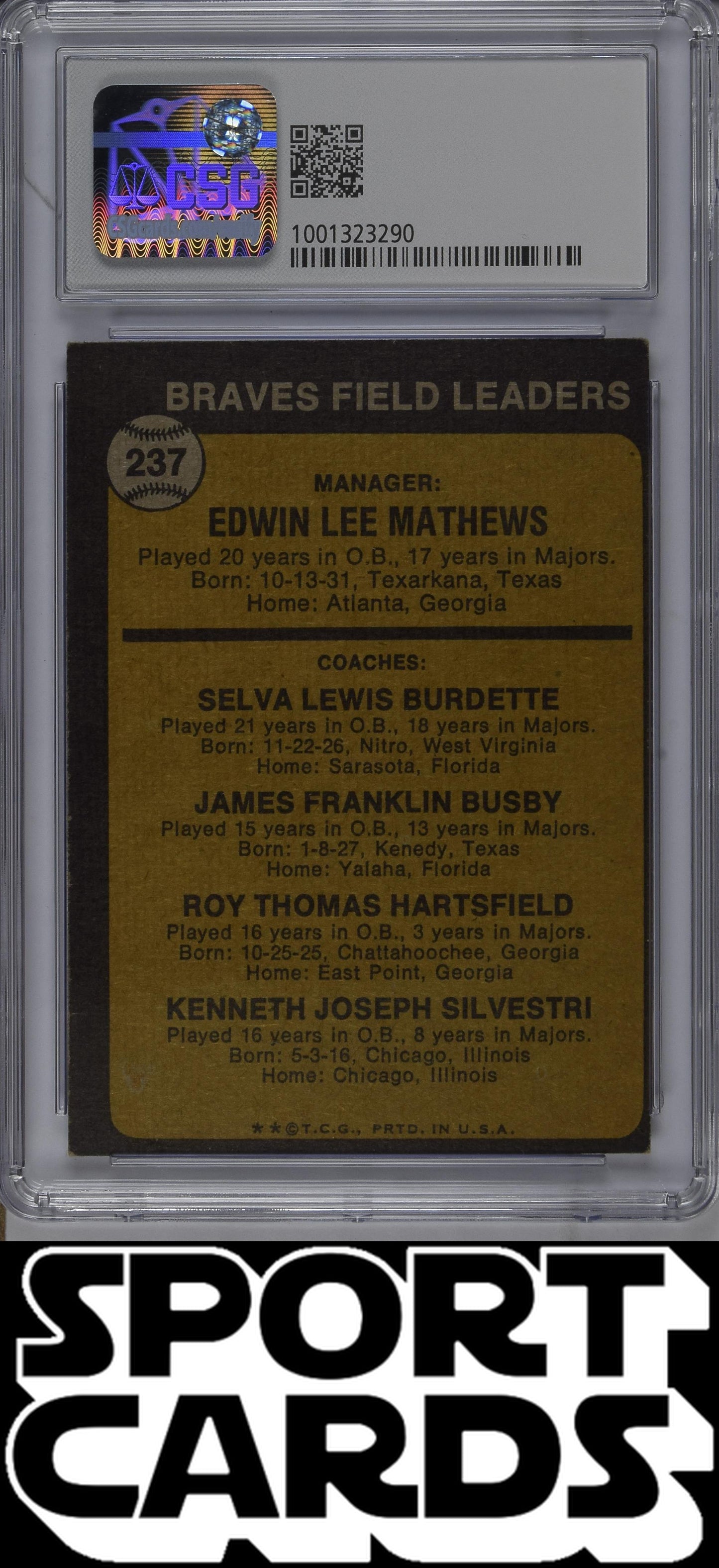 Topps #237 Eddie Mathews CSG 4 SportCards.com