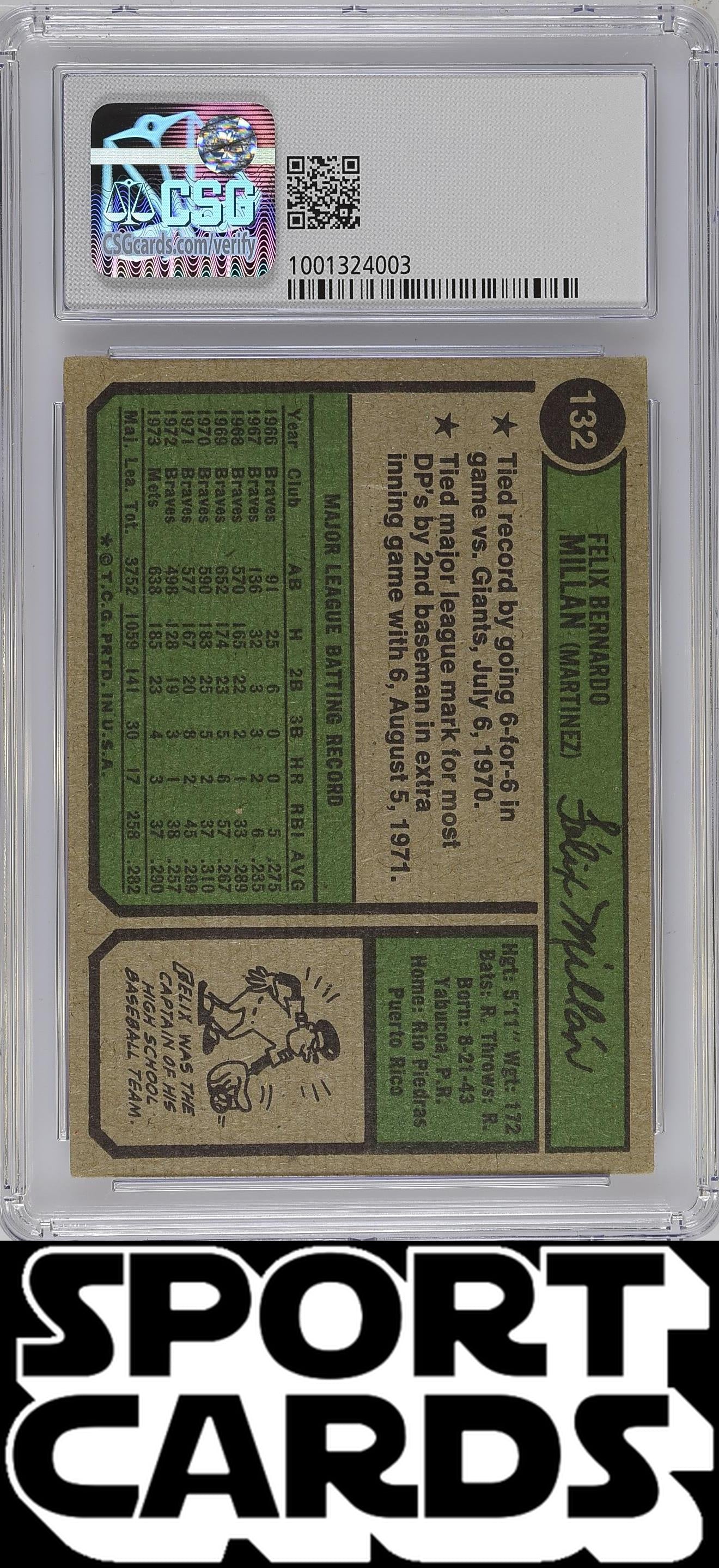 Topps #132 Felix Millan CSG 5 SportCards.com