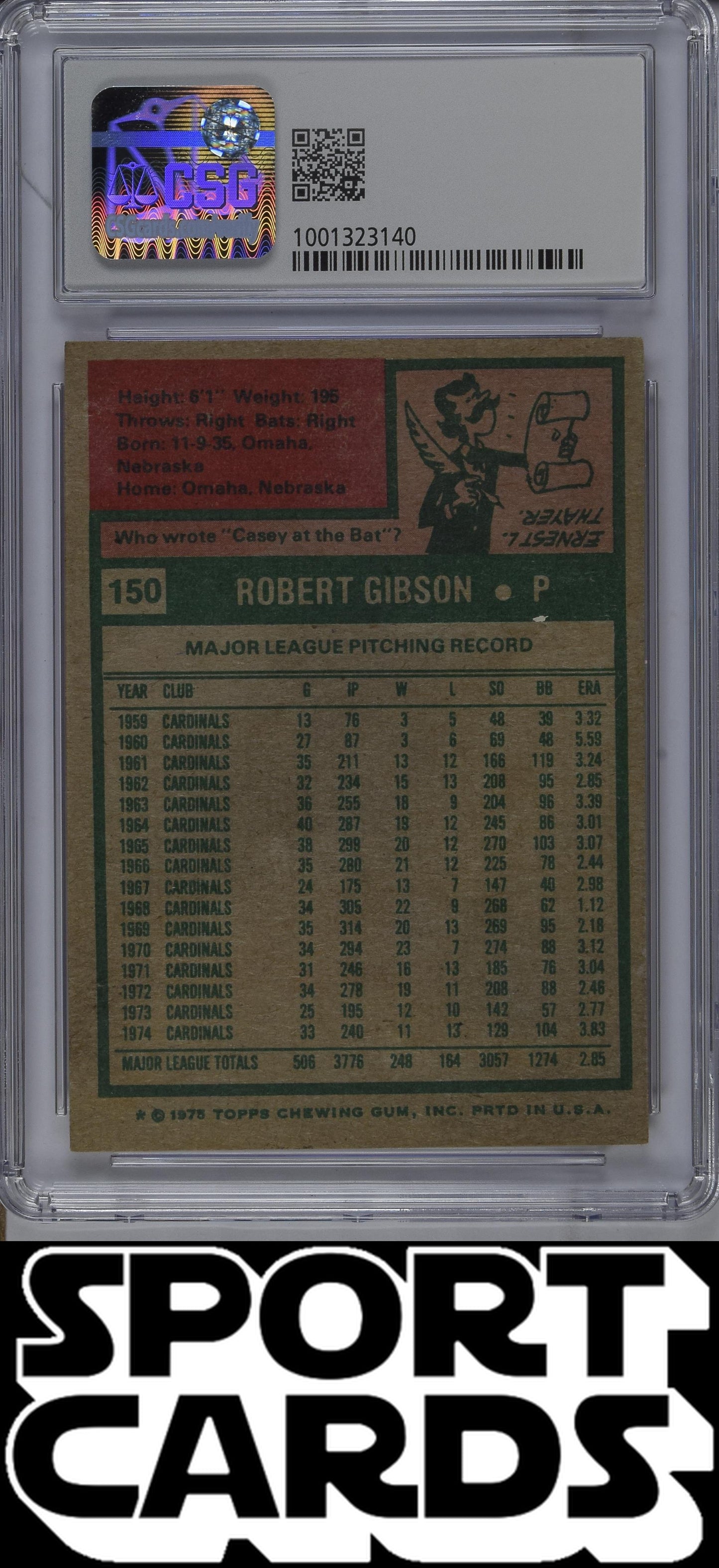 Topps #150 Bob Gibson CSG 3.5 SportCards.com