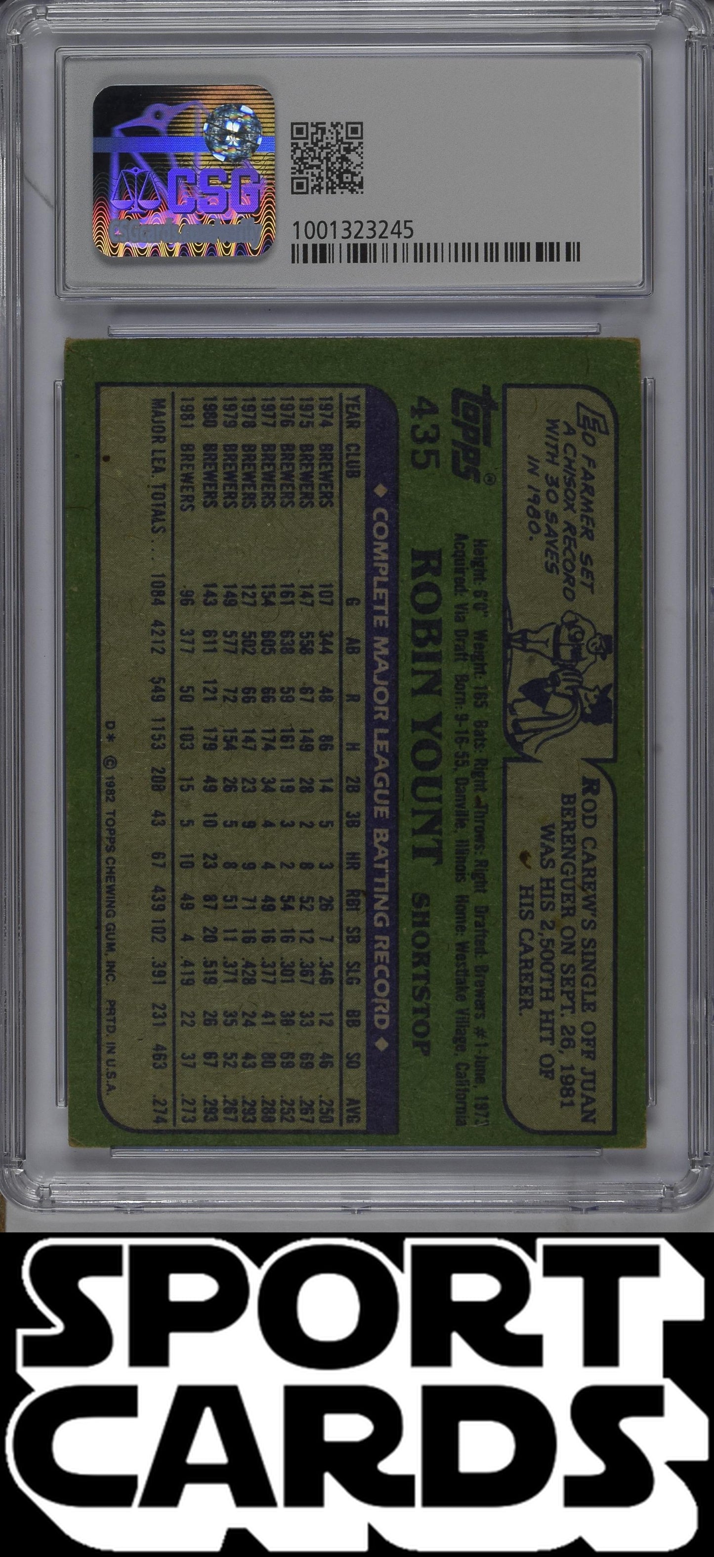Topps #435 Robin Yount CSG 4 SportCards.com