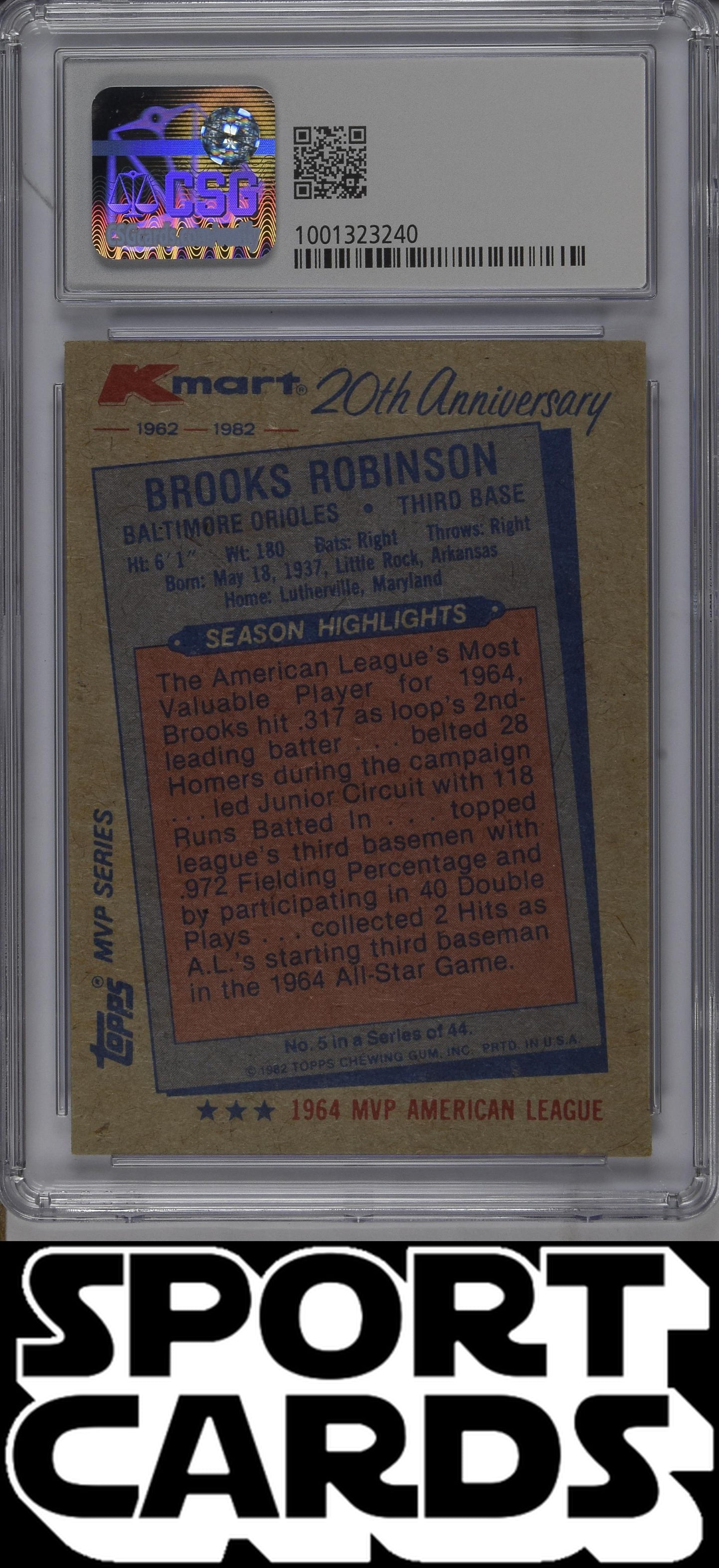 1982 K-Mart #5 Brooks Robinson CSG 5 SportCards.com