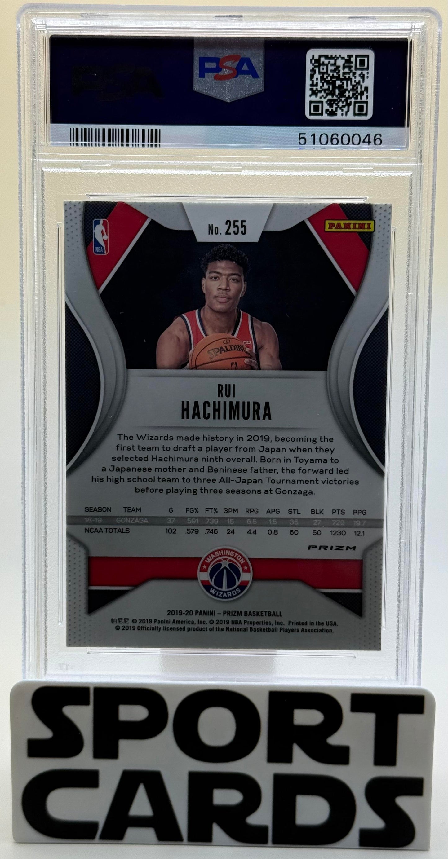2019 Panini Prizm #255 Rui Hachimura Red/White/Blue Prizm PSA 10 SportCards.com