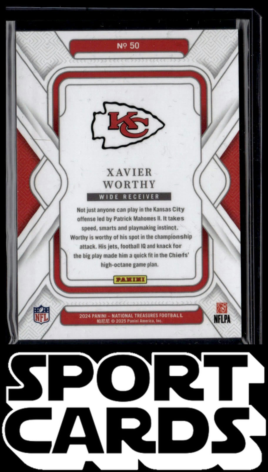 2024 Panini National Treasures #50 Xavier Worthy Purple #/75 SportCards.com