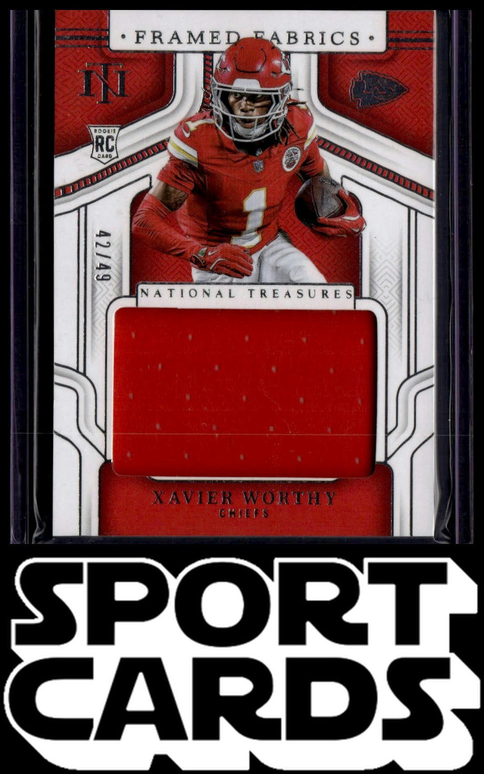 2024 Panini National Treasures #FF-XWY Xavier Worthy Framed Fabric #/49