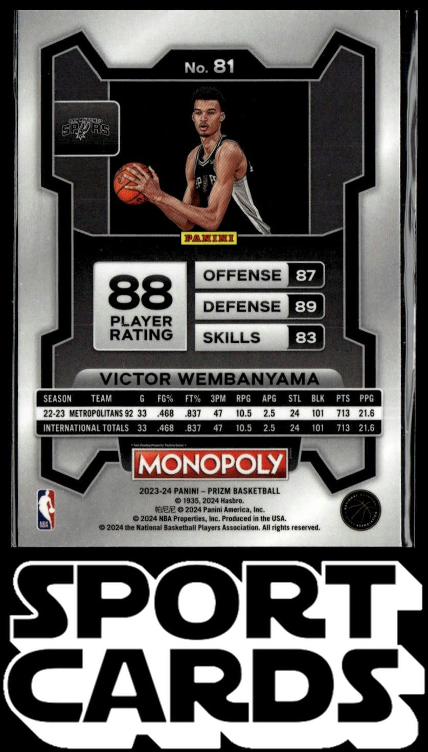 2023-24 Panini Prizm Monopoly #81 Victor Wembanyama SportCards.com