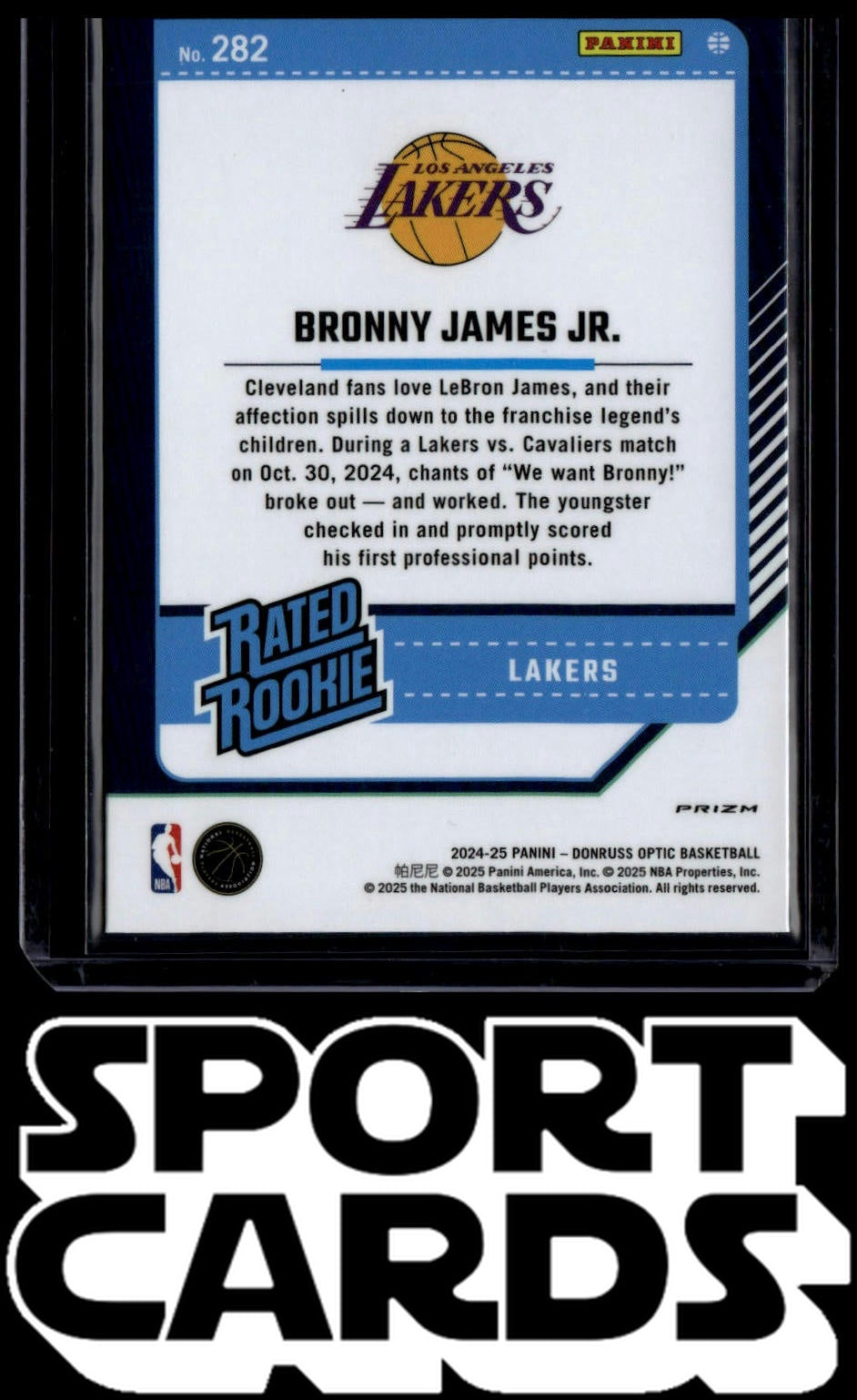 2024-25 Donruss Optic #282 Bronny James Jr. Purple SportCards.com