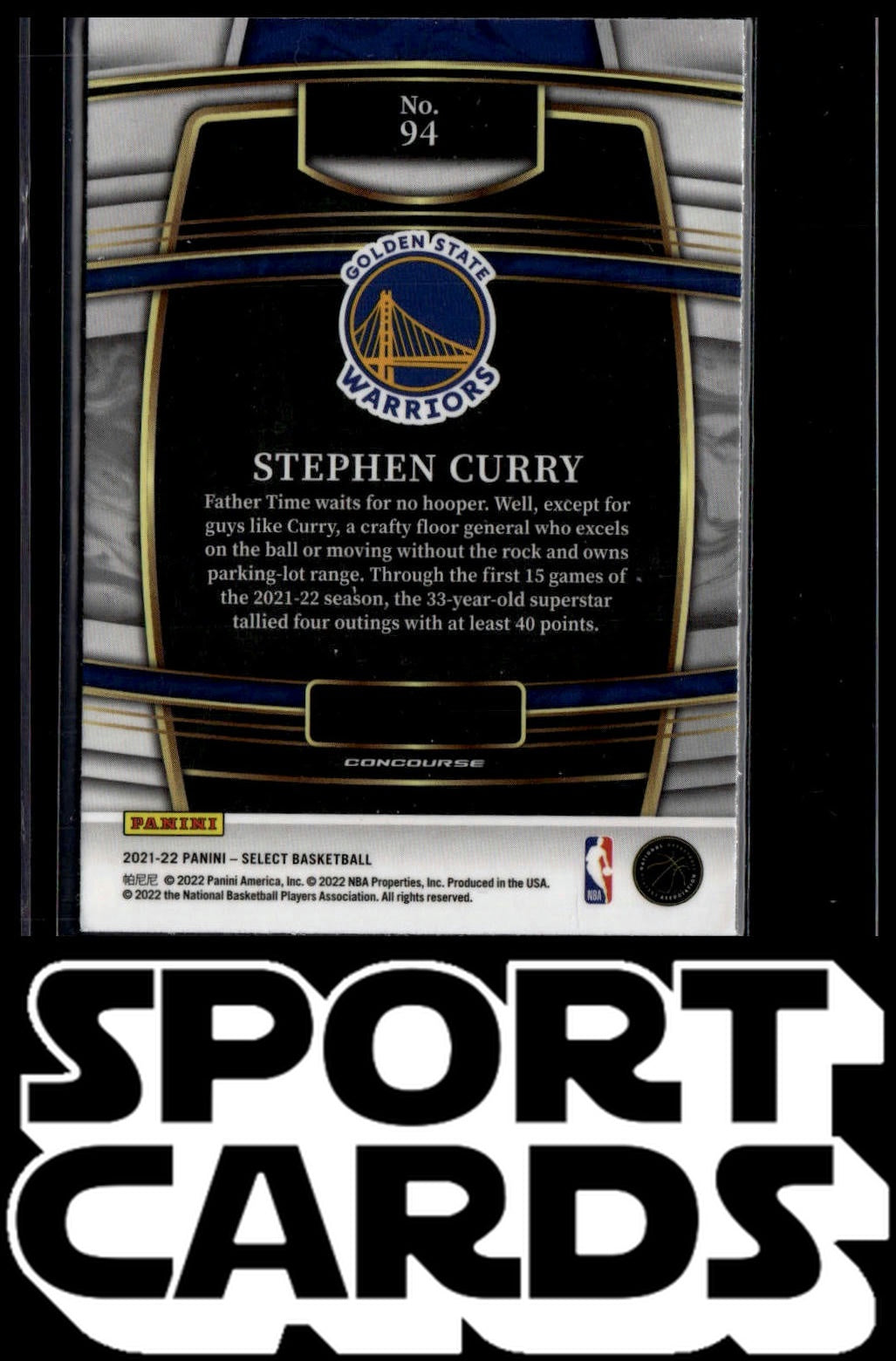 2021-22 Panini Select #94 Stephen Curry Blue (Retail Base) SportCards.com
