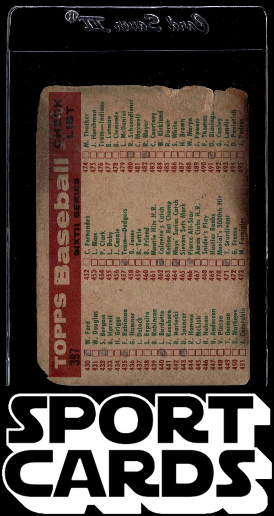 1959 Topps #397 Senators Team Card / Sixth Series Checklist: 430-495