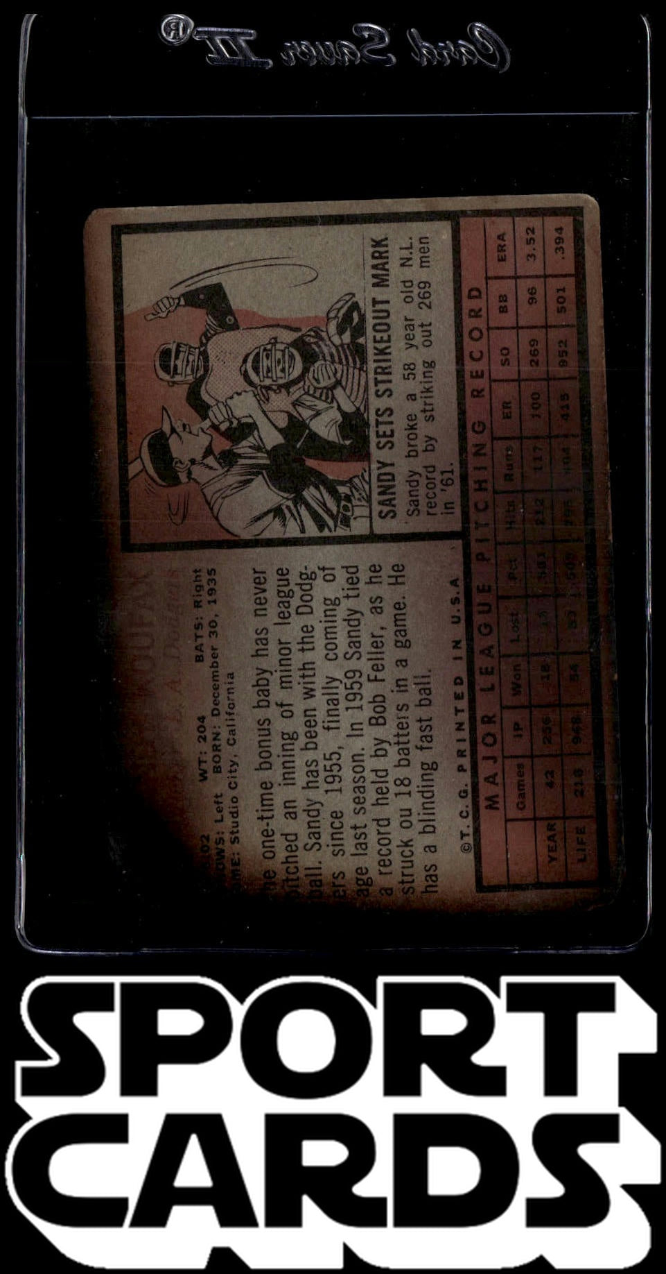 1962 Topps #5 Sandy Koufax SportCards.com