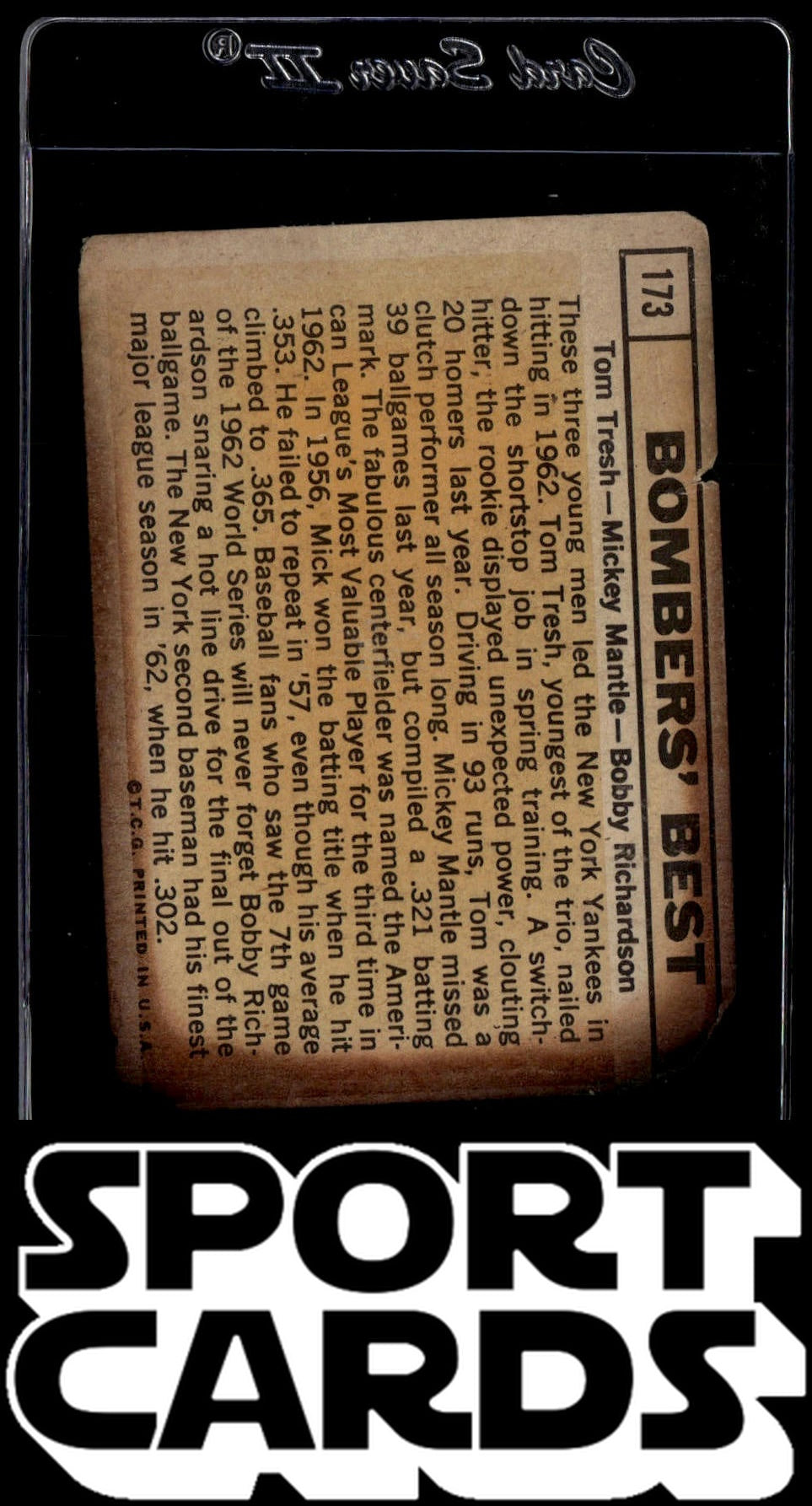 1963 Topps #173a Bomber's Best (Mickey Mantle / Bobby Richardson / Tom Tresh)