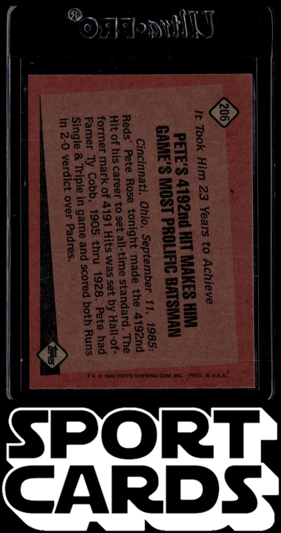 1986 Topps #206 Pete Rose SportCards.com