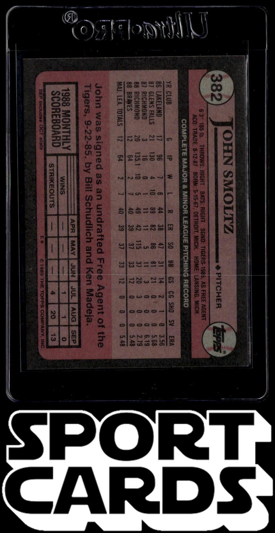 1989 Topps #382 John Smoltz SportCards.com