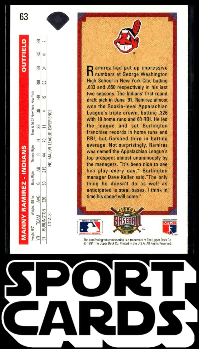 1992 Upper Deck #63 Manny Ramirez SportCards.com