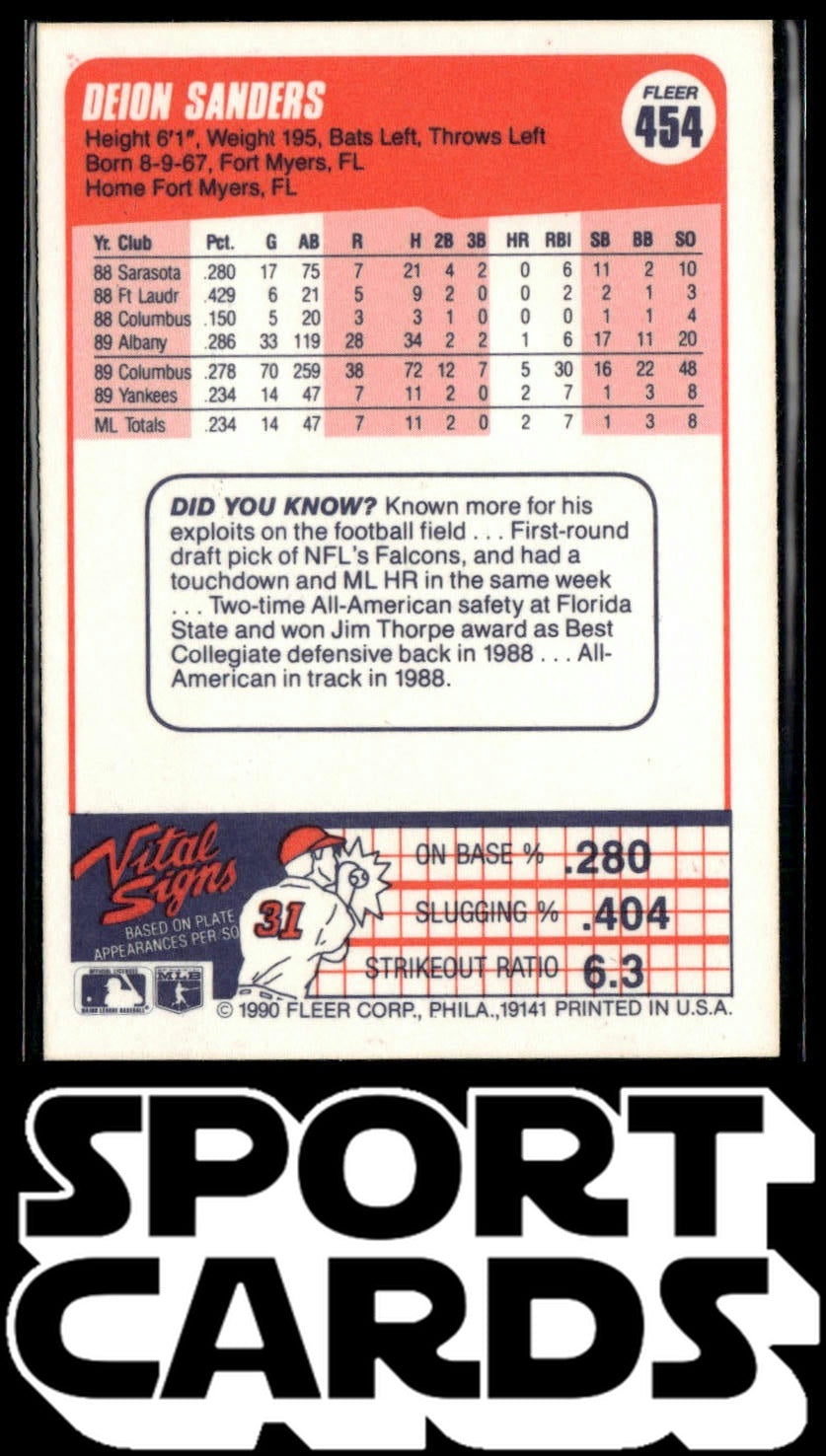 1990 Fleer #454 Deion Sanders SportCards.com