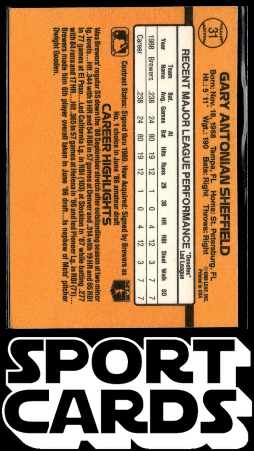 1989 Donruss #31 Gary Sheffield SportCards.com