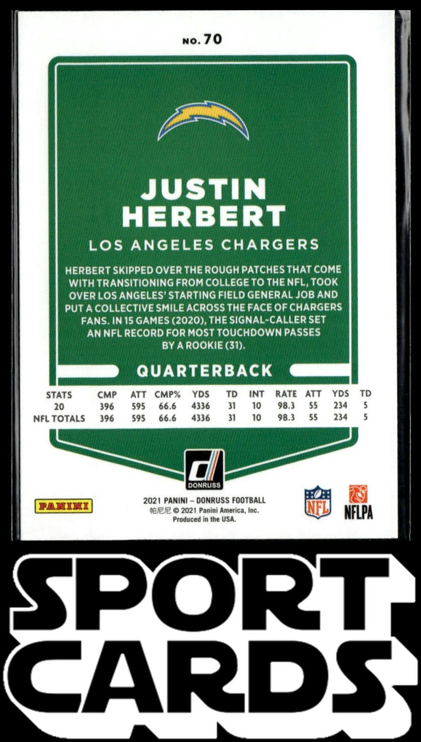 2021 Donruss #70 Justin Herbert SportCards.com