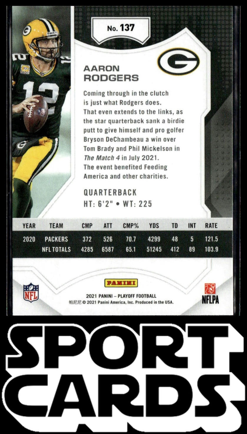 2021 Panini Playoff #137 Aaron Rodgers Kickoff SportCards.com