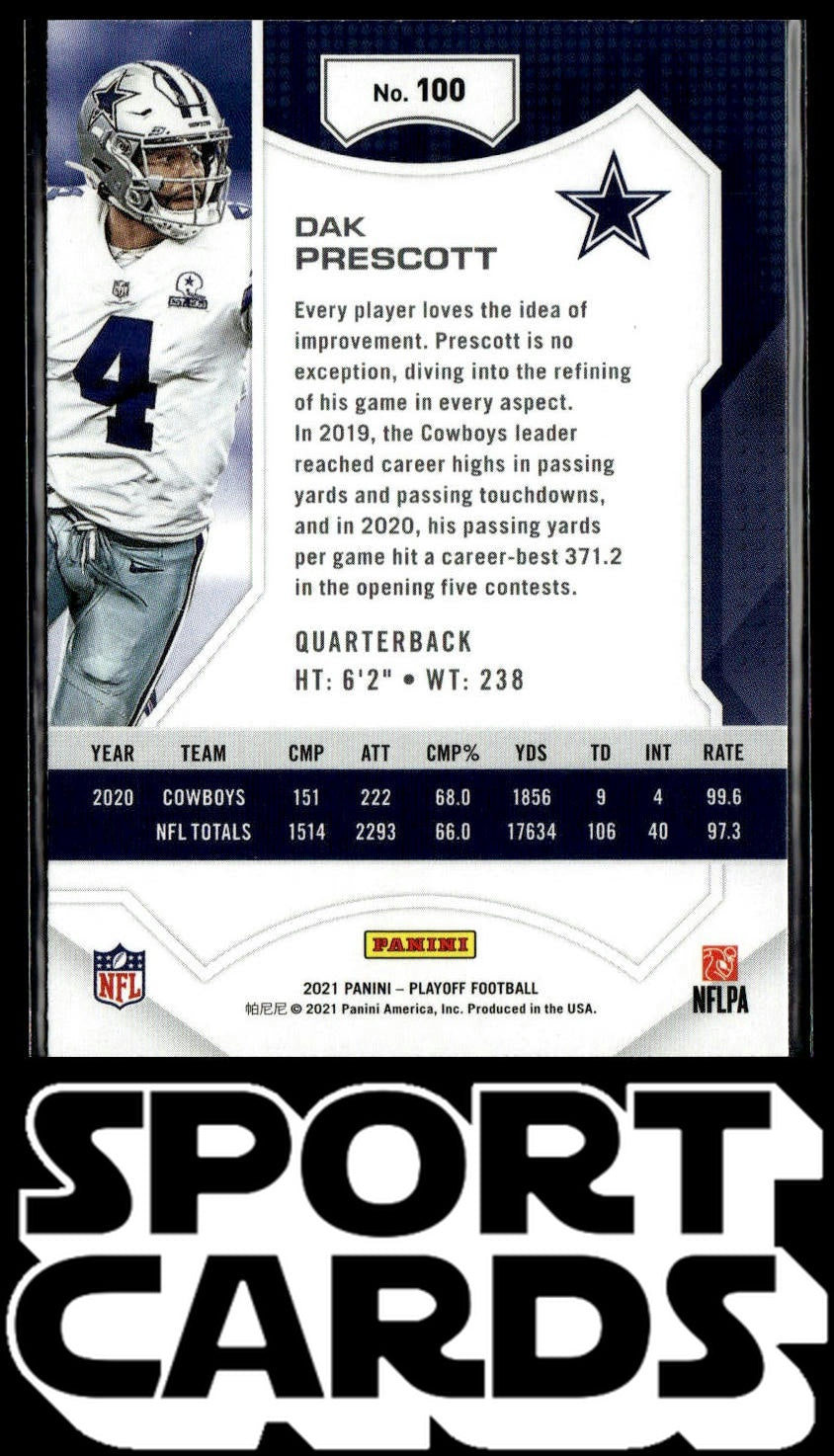 2021 Panini Playoff #100 Dak Prescott Goal Line SportCards.com