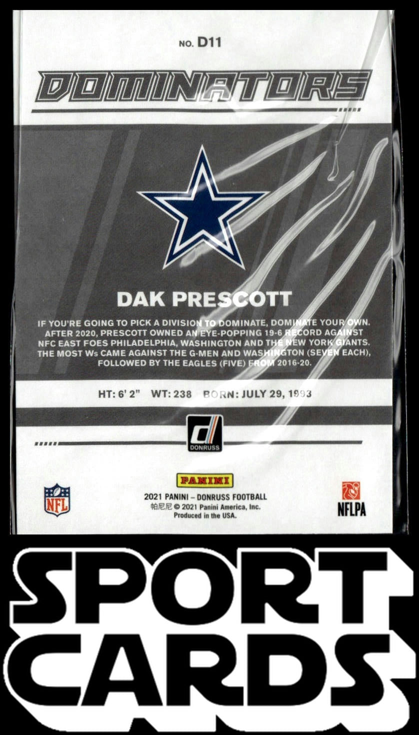 2021 Donruss #D11 Dak Prescott Dominators SportCards.com
