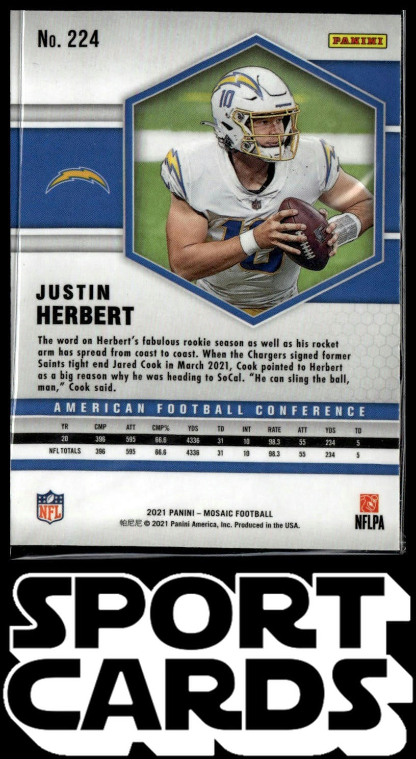 2021 Panini Mosaic #224 Justin Herbert SportCards.com