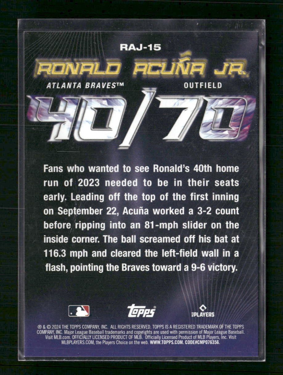 Ronald Acuña Jr. 2024 Topps #RAJ-15 40/70 Gold #/50