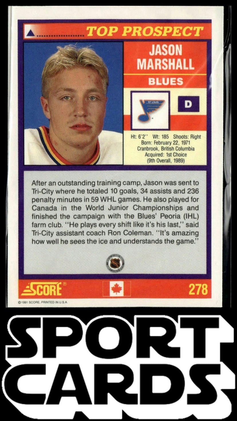 1991-92 Score Canadian English #278 Jason Marshall SportCards.com