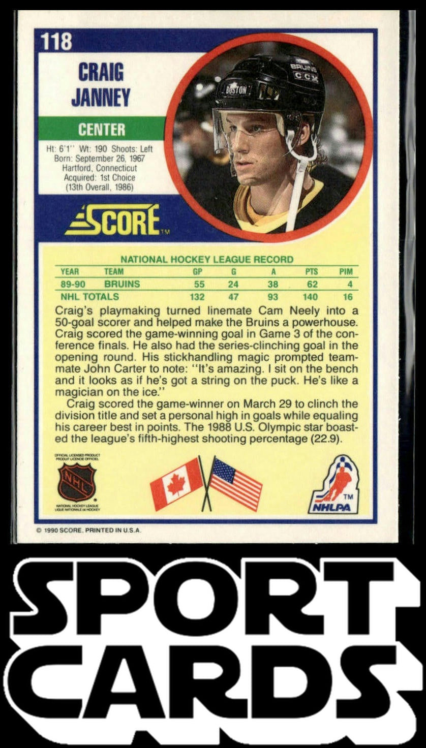 1990-91 Score American #118 Craig Janney SportCards.com