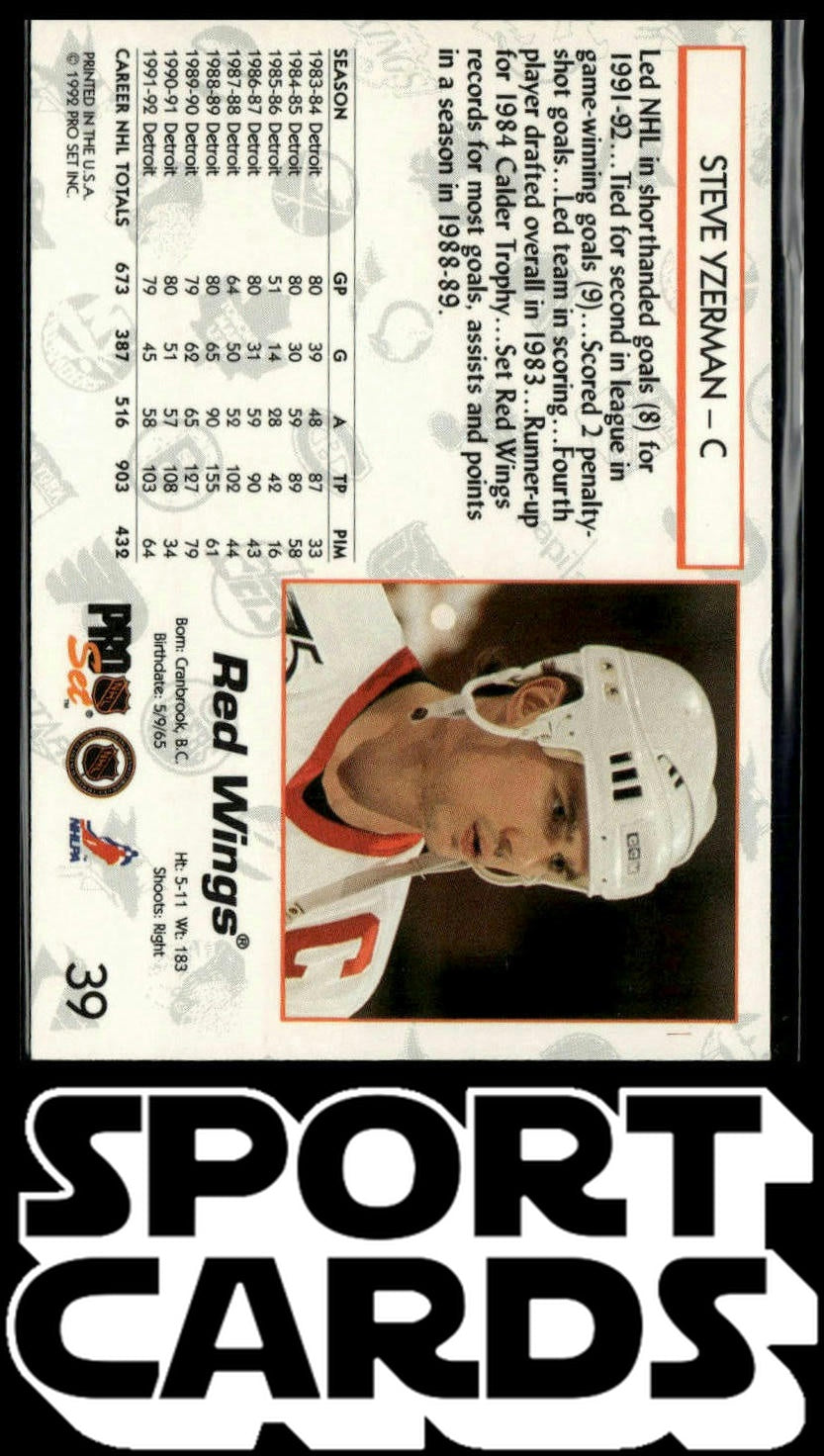 1992-93 Pro Set #39 Steve Yzerman SportCards.com