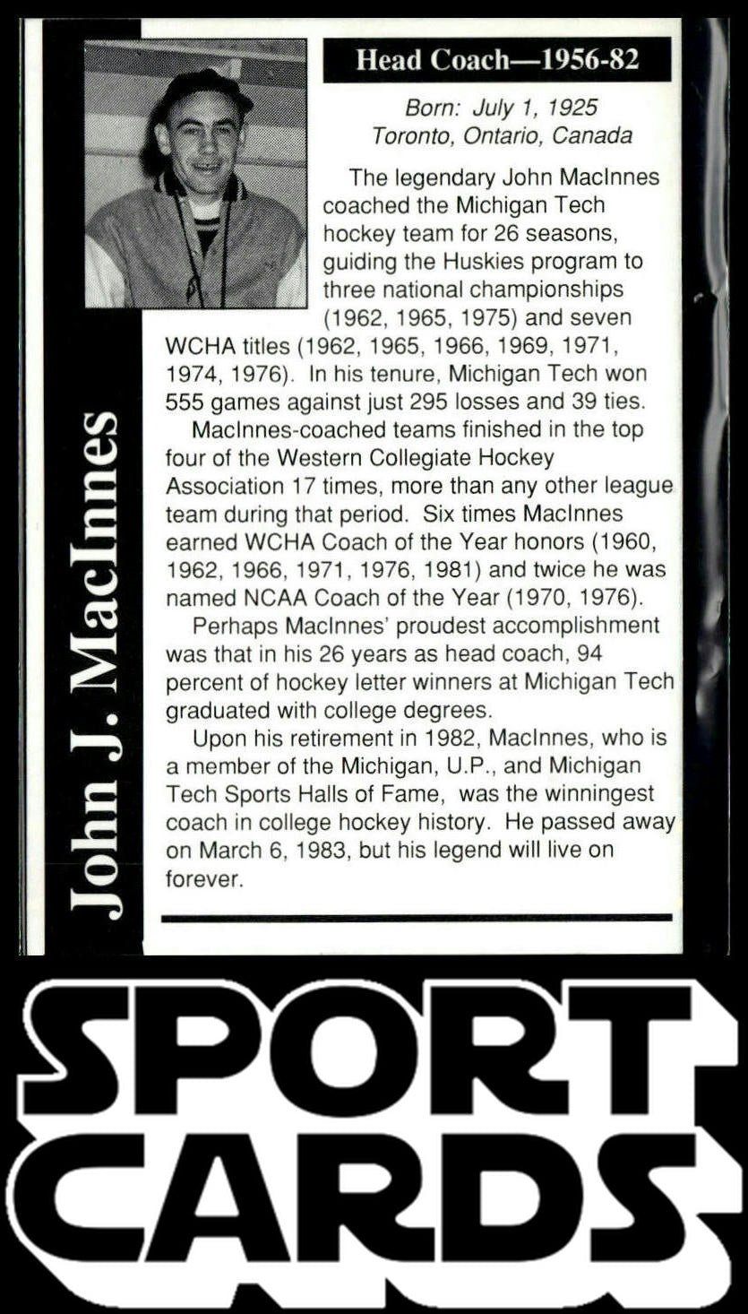 1991-92 Michigan Tech Huskies (NCAA) #NNO John MacInnes SportCards.com