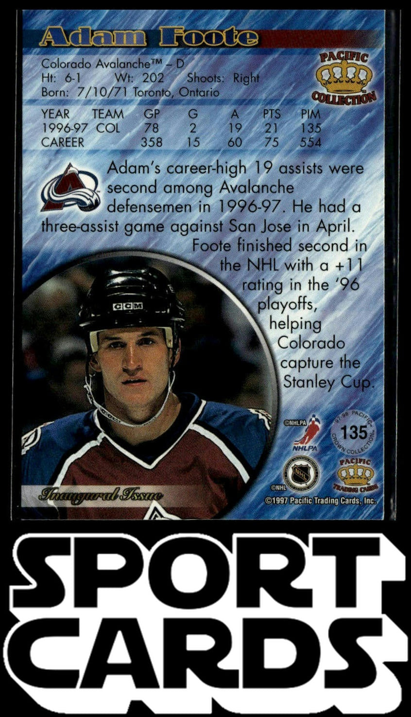 1997-98 Pacific Crown Collection #135 Adam Foote SportCards.com