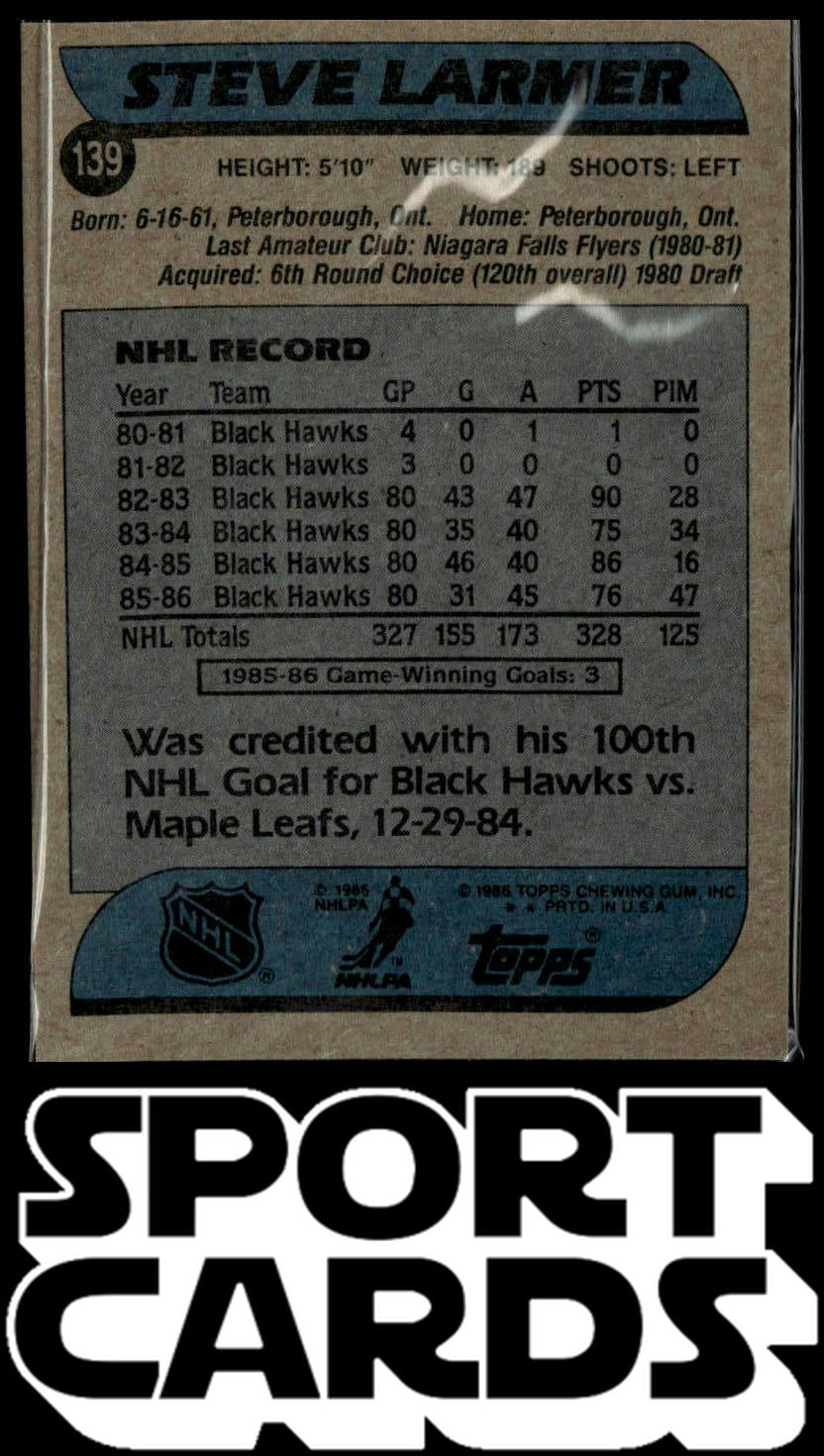 1986-87 Topps #139 Steve Larmer SportCards.com