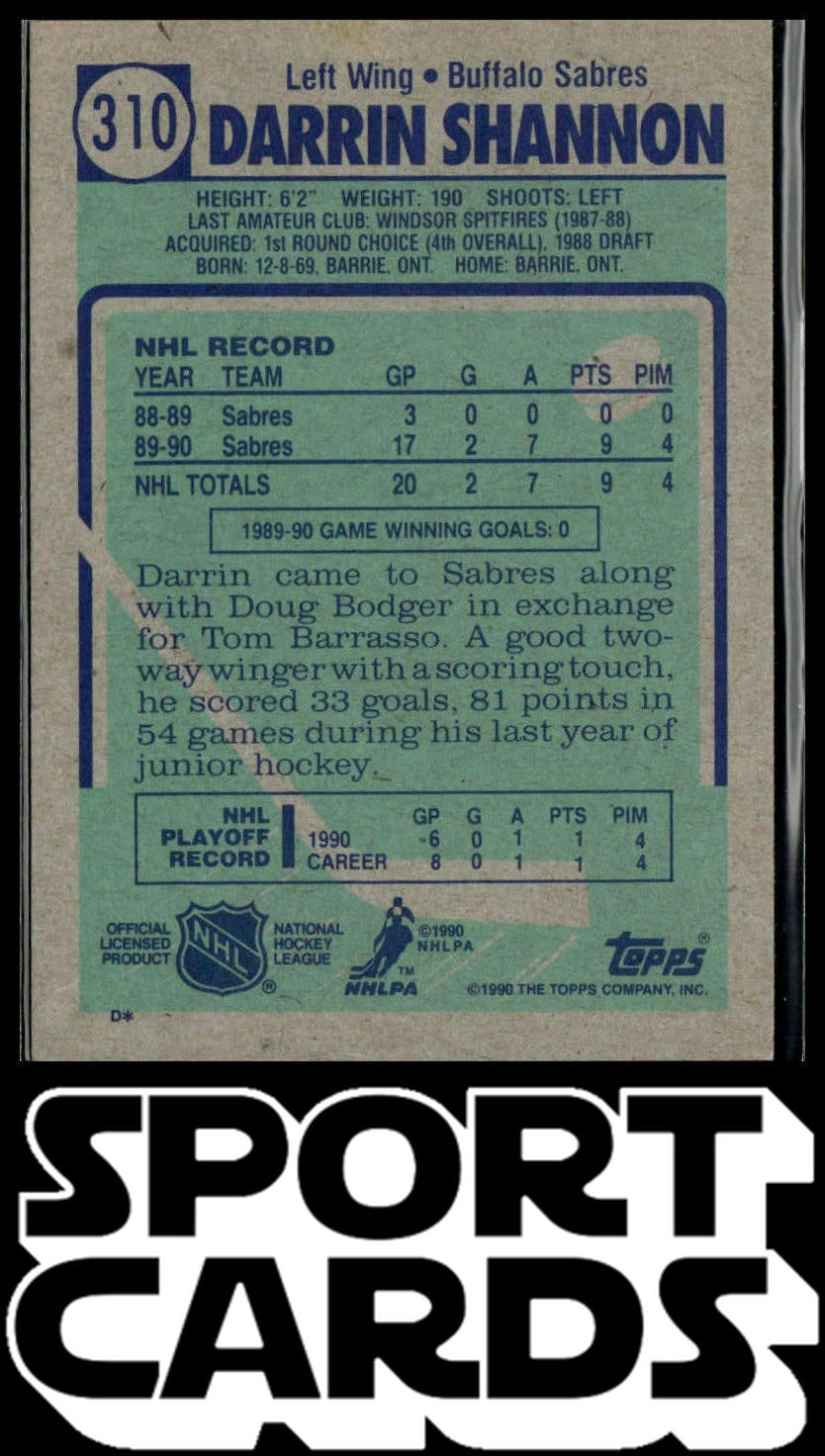 1990-91 Topps #310a Darrin Shannon SportCards.com