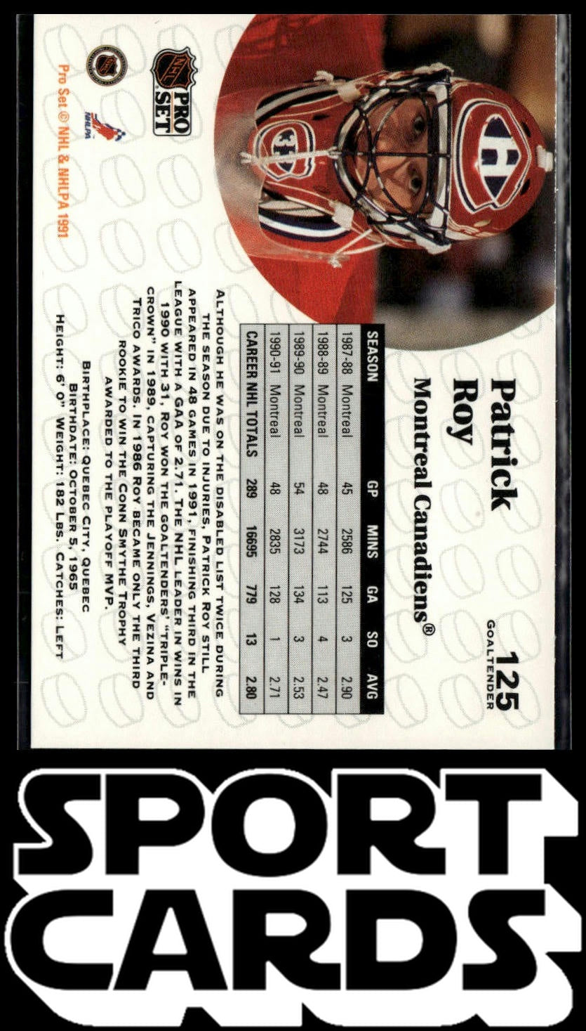1991-92 Pro Set #125 Patrick Roy SportCards.com