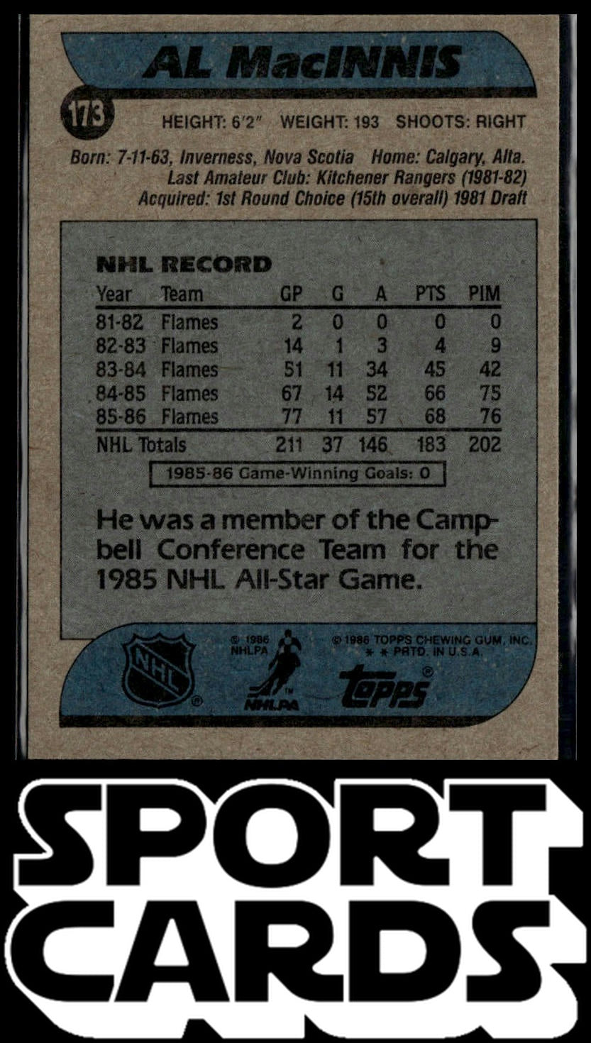 1986-87 Topps #173 Al MacInnis SportCards.com