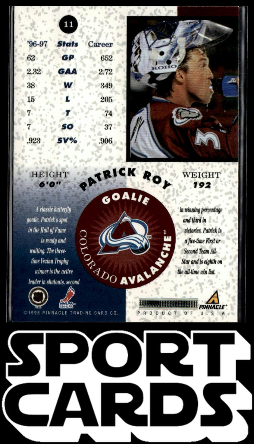 1997-98 Pinnacle Mint Collection #11 Patrick Roy SportCards.com