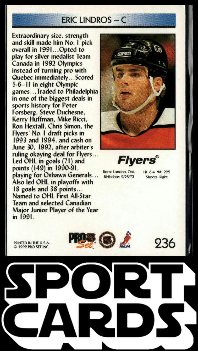 1992-93 Pro Set #236 Eric Lindros SportCards.com