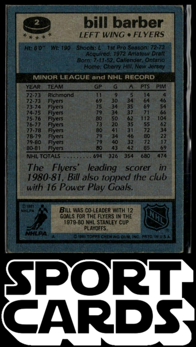 1981-82 Topps #2 Bill Barber SportCards.com