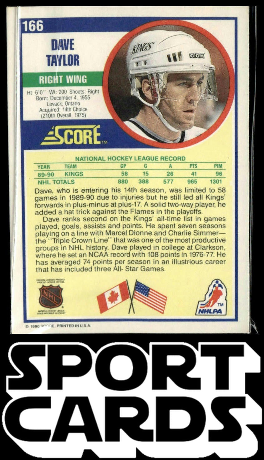 1990-91 Score American #166 Dave Taylor SportCards.com