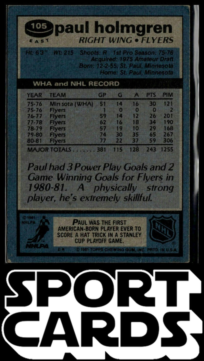 1981-82 Topps #105 East Paul Holmgren SportCards.com