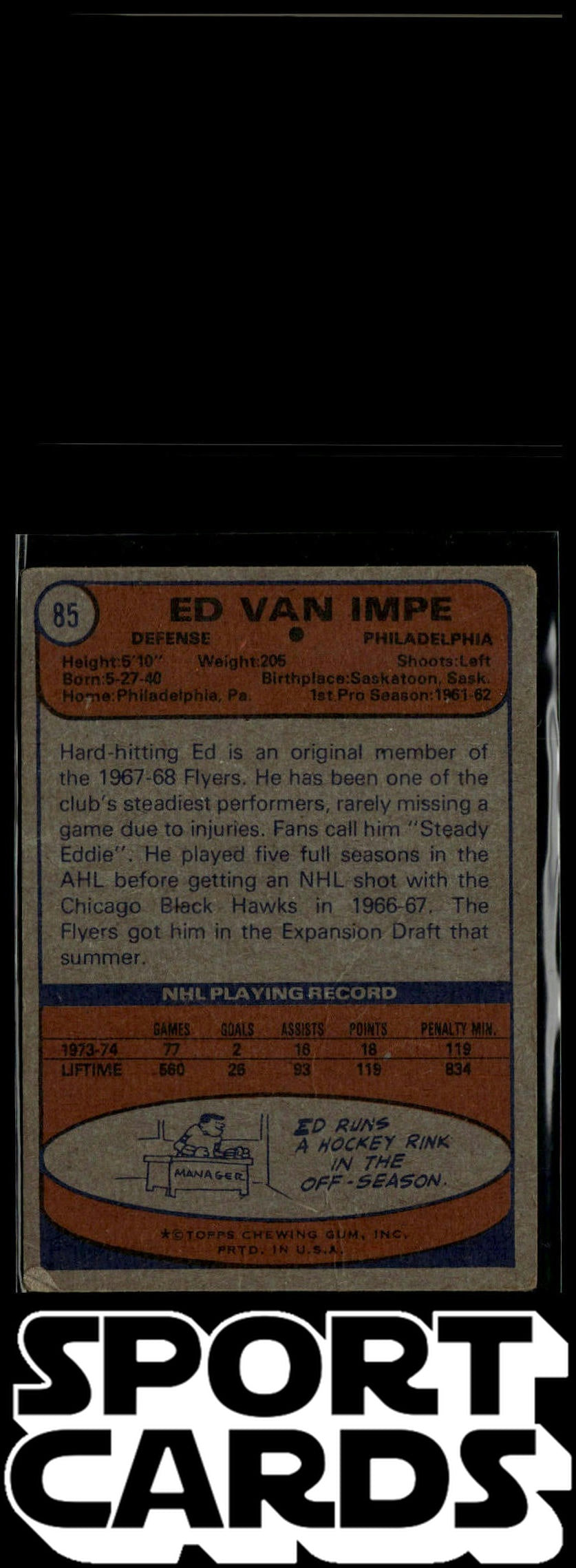 1974-75 Topps #85 Ed Van Impe SportCards.com