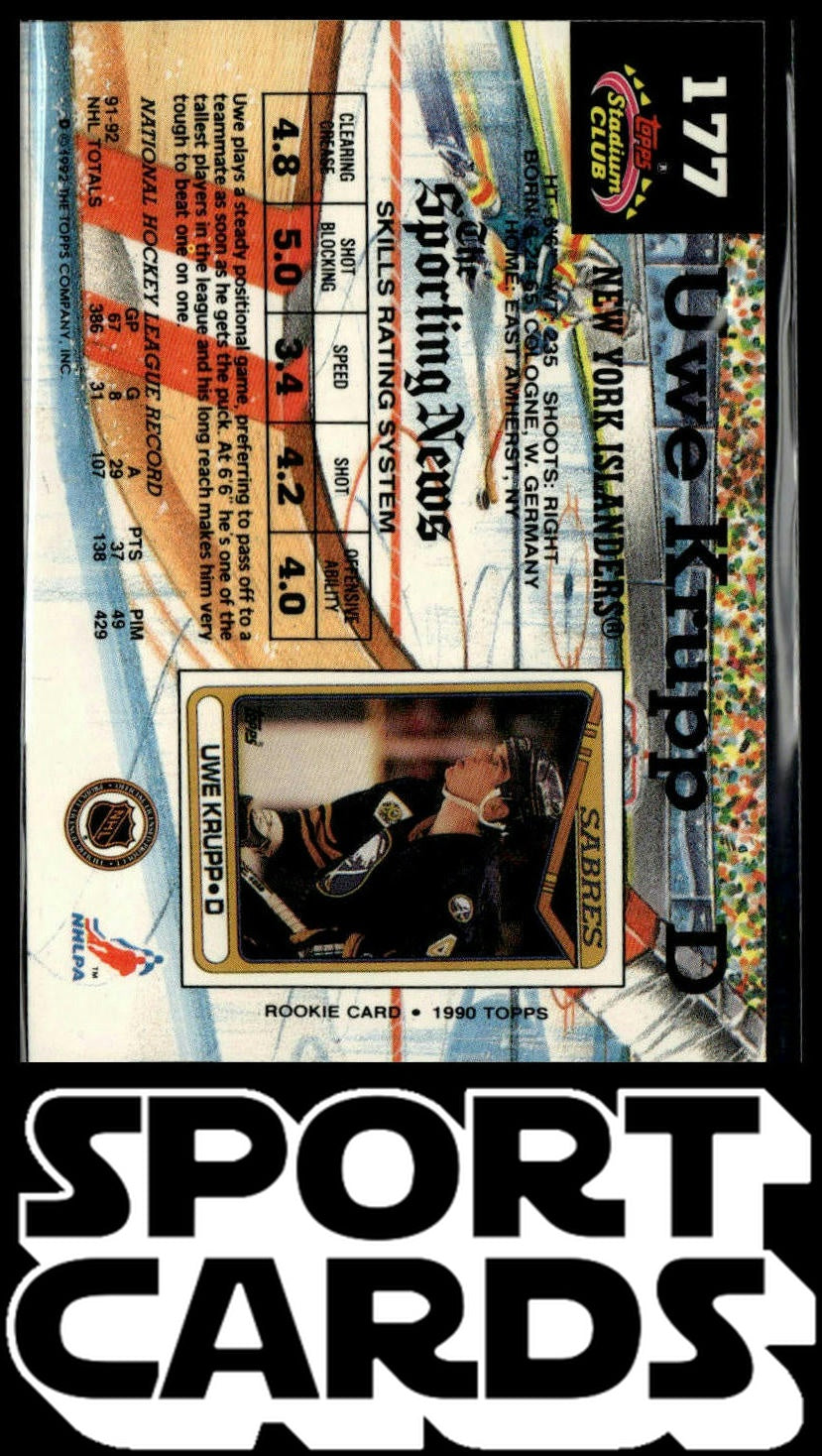 1992-93 Stadium Club #177 Uwe Krupp SportCards.com