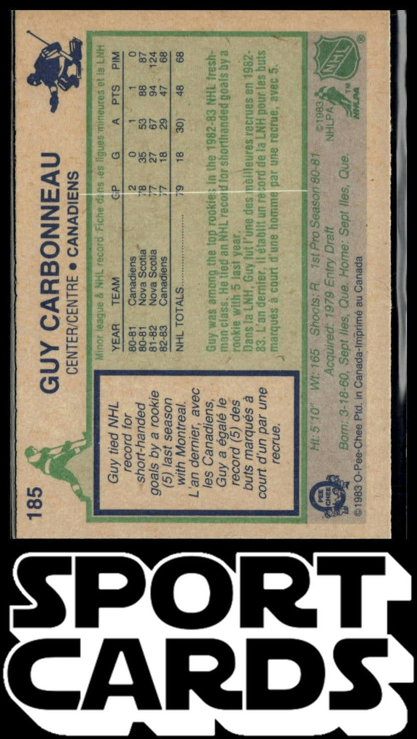 1983-84 O-Pee-Chee #185 Guy Carbonneau SportCards.com