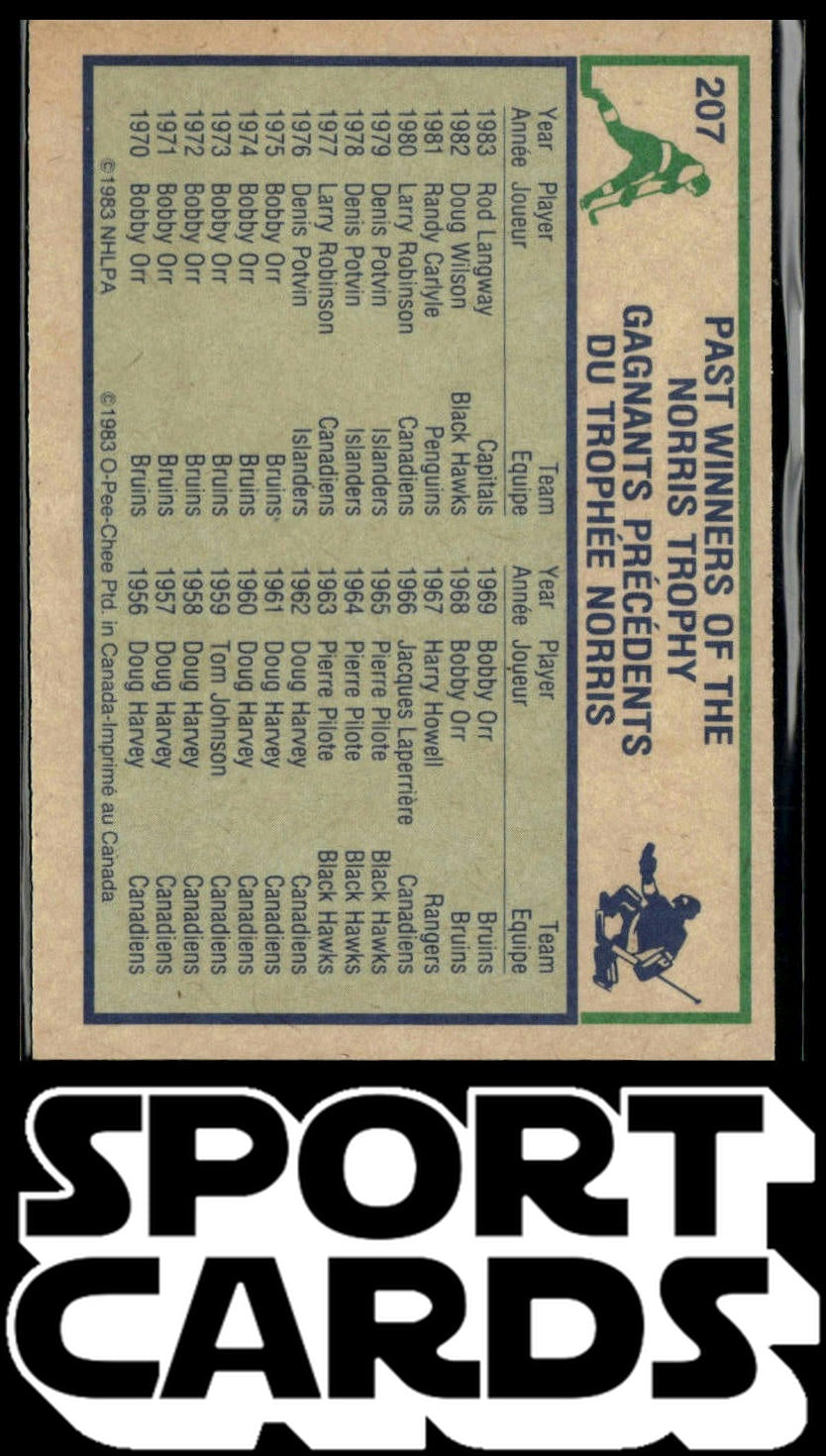 1983-84 O-Pee-Chee #207 Rod Langway SportCards.com