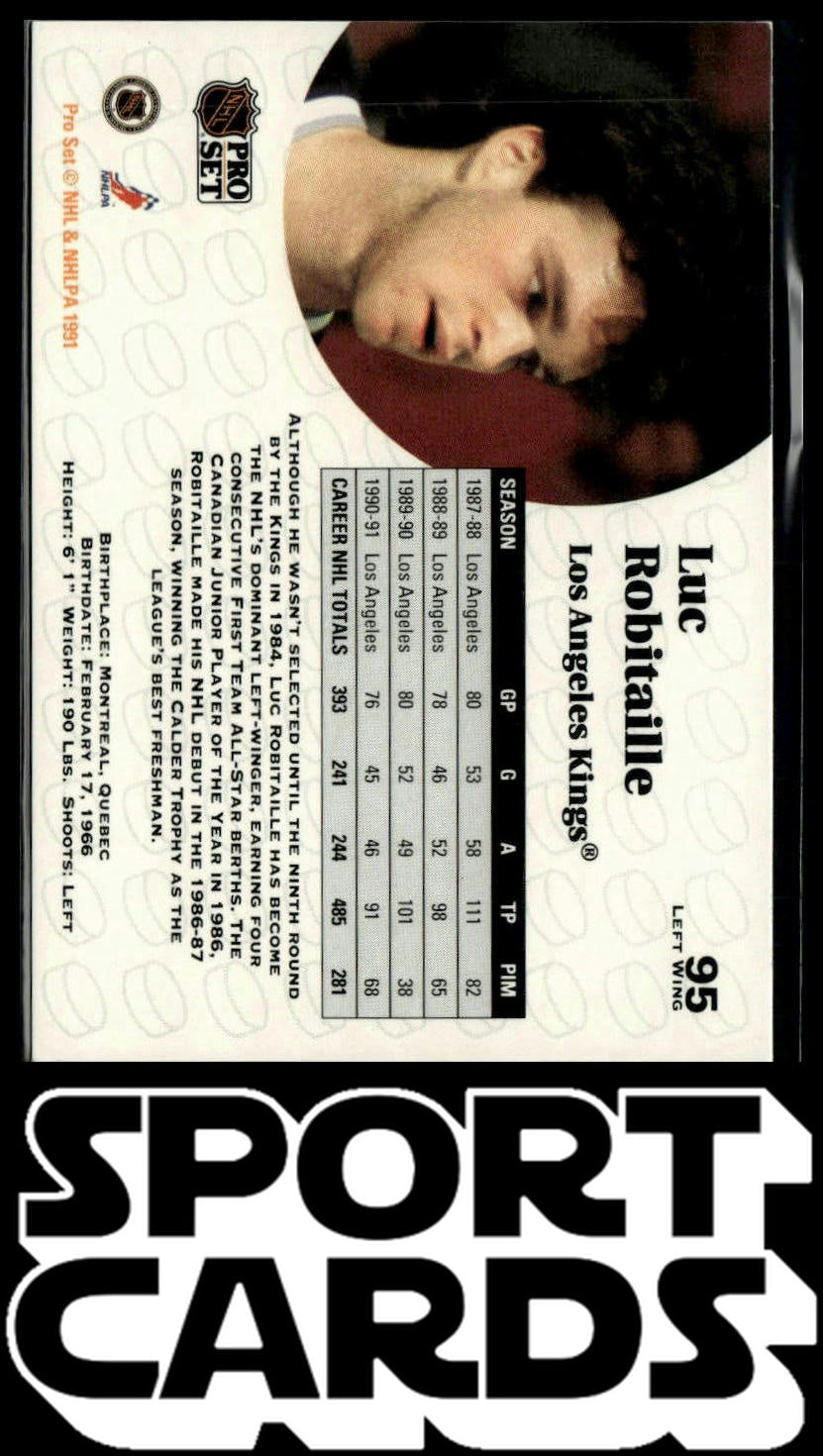 1991-92 Pro Set #95 Luc Robitaille SportCards.com