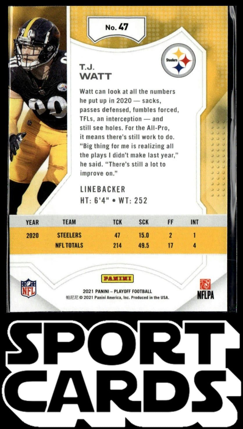2021 Panini Playoff #47 T.J. Watt SportCards.com
