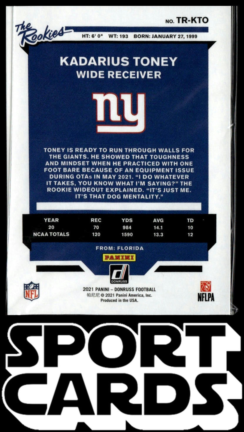 2021 Donruss #TR-KTO Kadarius Toney The Rookies SportCards.com