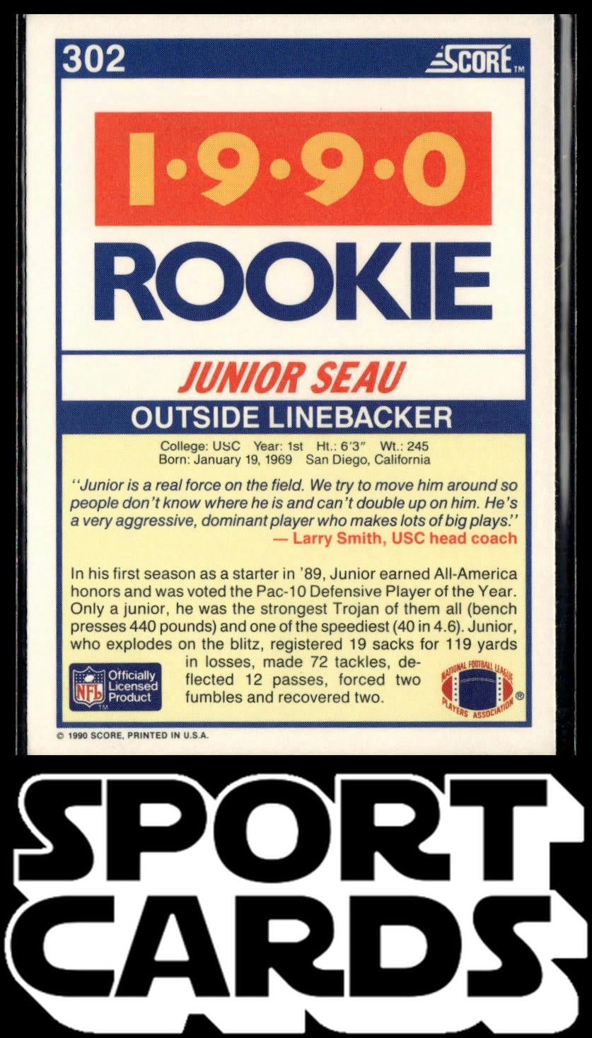 1990 Score #302 Junior Seau SportCards.com